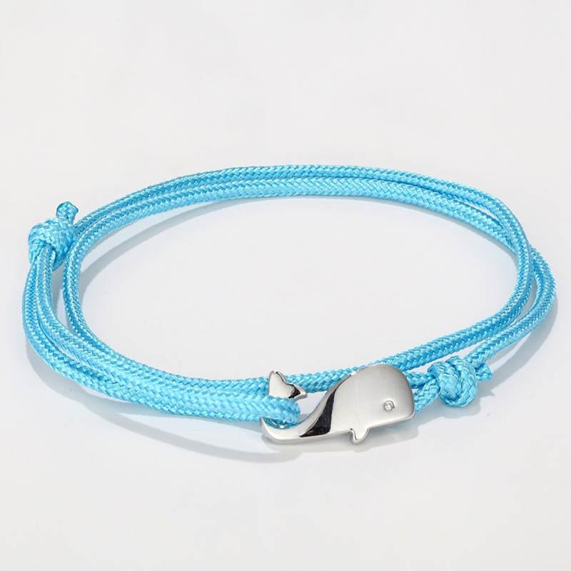 Bracelet ancre Style marin pour hommes et femmes, 1 pièce, corde de Parachute de Camping, queue de baleine, crochets métalliques: Blue