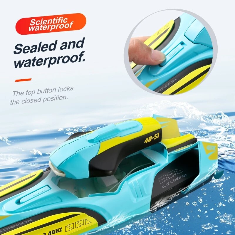 Speedboat 2.4Ghz 4CH, bateau à grande vitesse, télécommande, 30 km/H, double moteurs, Rechargeable, étanche, Anti-Collision, jouet pour avion