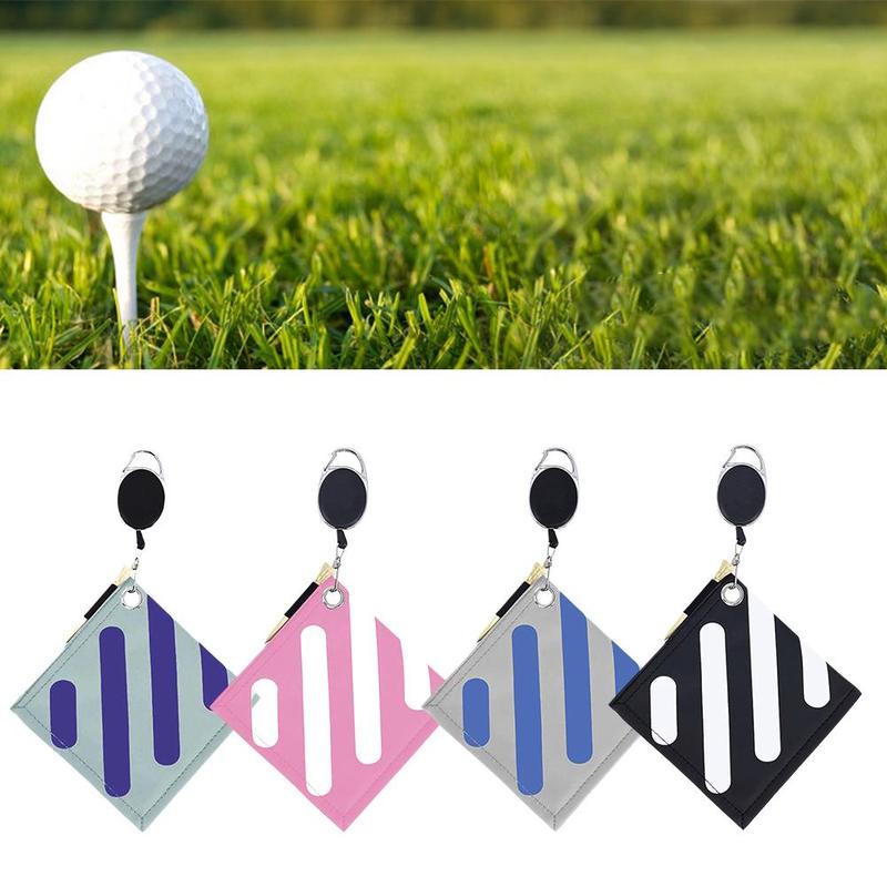 Mode Streep Golf Bal Schoonmaken Handdoek Vierkante Vorm Waterdichte Dubbelzijdig Fleece Pu Materiaal Reinigen Golfbal Club Handdoek