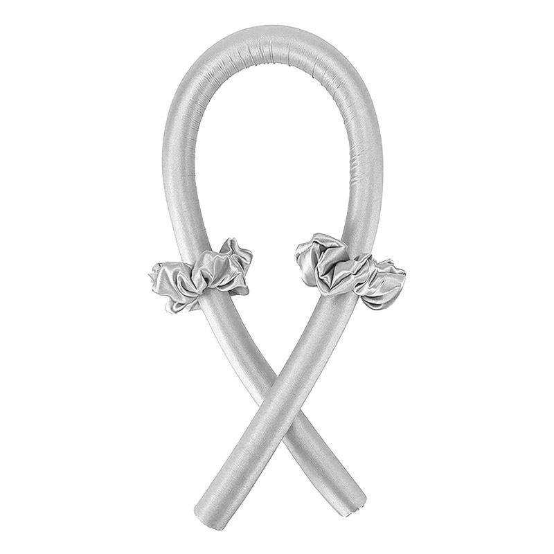 Diadema con varilla rizadora sin calor, cinta para rizos de seda sin calor, rodillos para el cabello, diadema suave para dormir, rizadores de pelo perezosos, herramientas de peinado: Gris claro