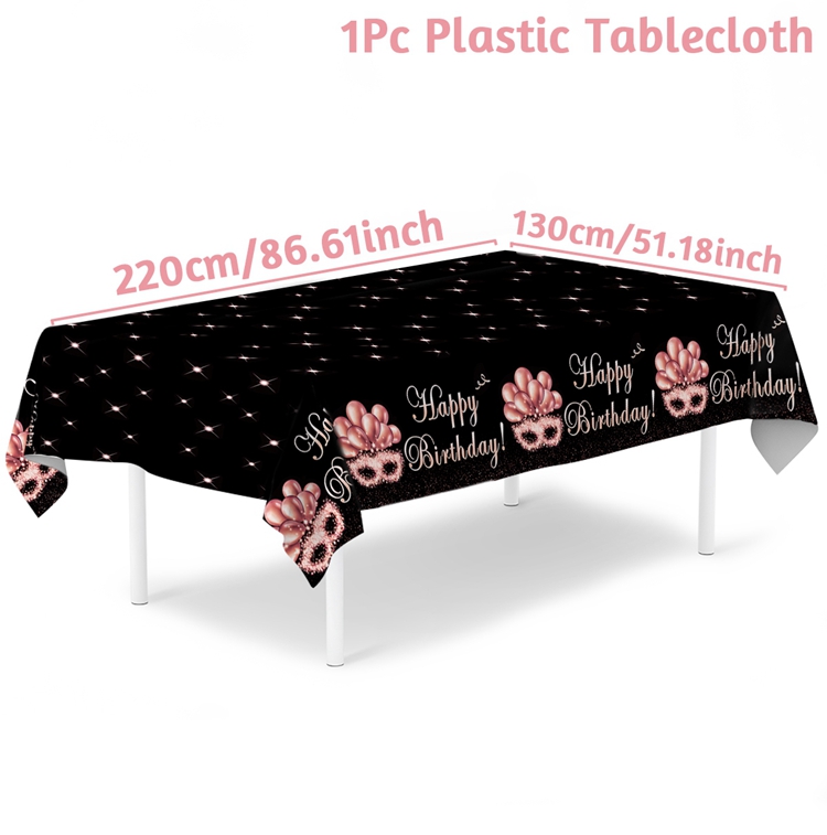 220x130cm Black Gold Rose Gold Disposable Tablecloth Birthday Party Decor for Men Women Years Old Table Cover Party Supplies: PURPLE