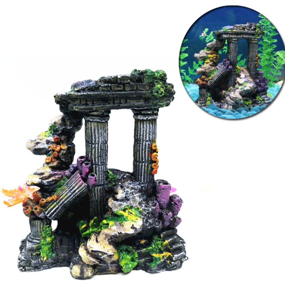 Praktische Simulatie Hars Roman Kolom Aquarium Decoraties Aquarium Ruïnes Planten Decor Aquarium Decoratie Ornamenten