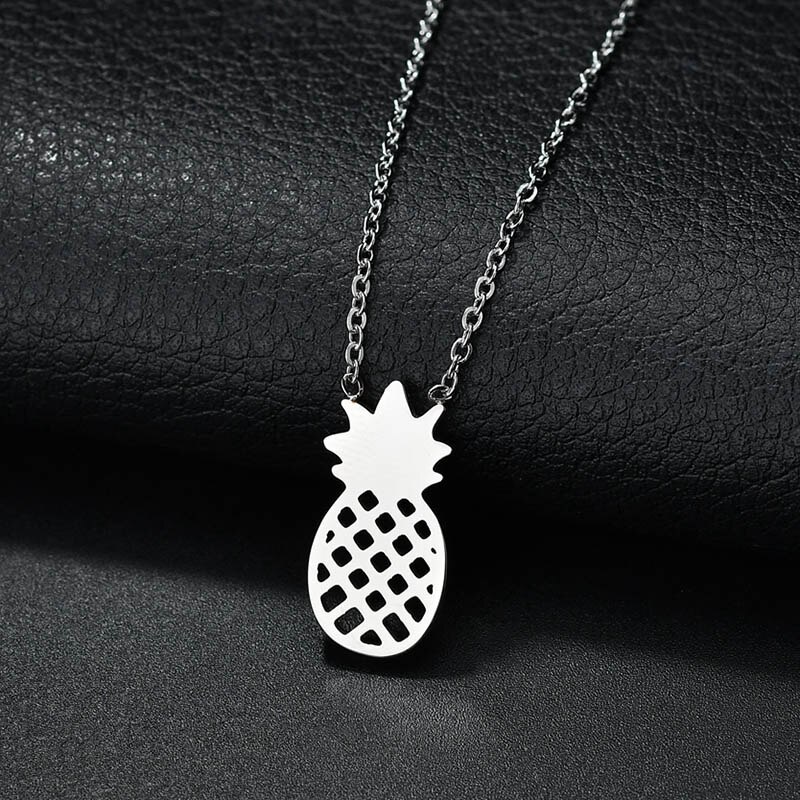 Elsemode Rvs Mooie Ananas Armband Voor Vrouwen Meisje Goud Zilver Kleur Ananas Armband Femme: necklace silver