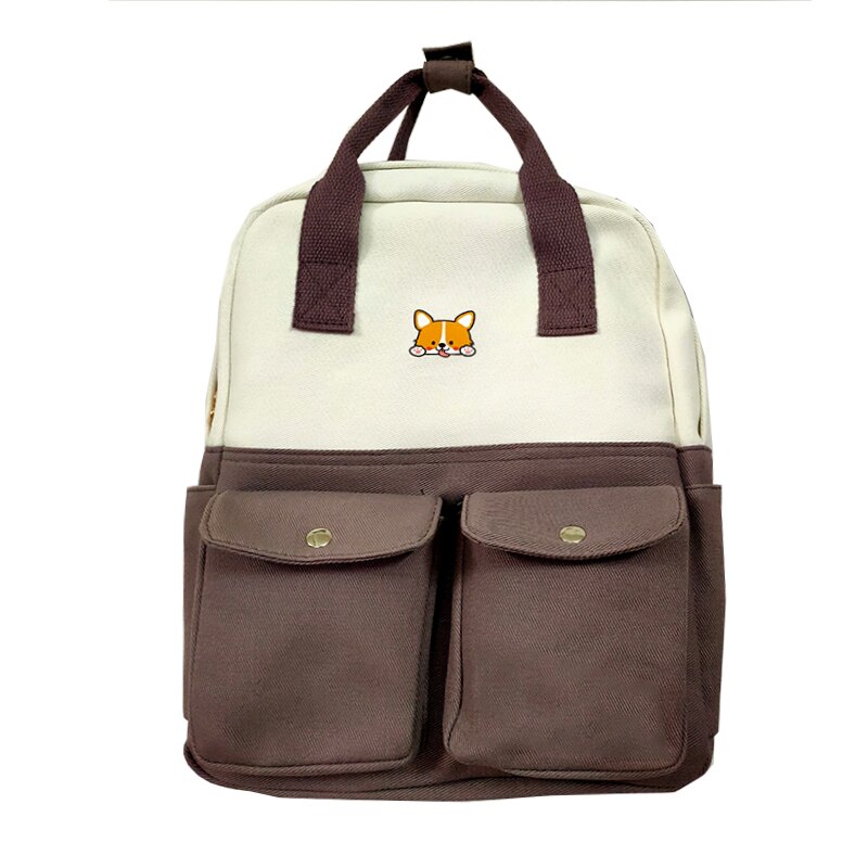 Shiba Inu Corgi Druck Rucksack Lässig Harajuku Hand Reise Rucksack Frauen Schulter Pack Schule Tasche Lolita Mädchen Satchel: Grau