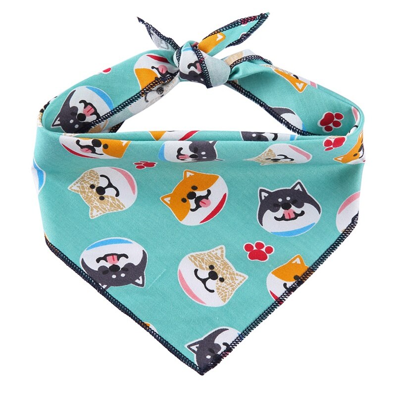 Adjustable Pet Bandana Scarf Dog Print Pattern Cotton Washable Dog Bibs Dog Accessories Summer Pet Dog Grooming Accessories S/L: B / S