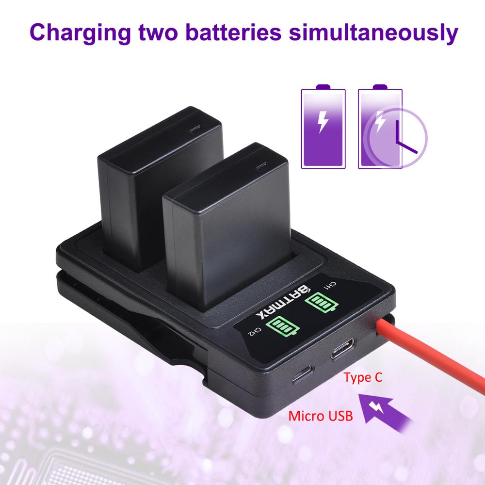 2 batteries DMW-BLG10 DMW BLG10 BLG10e BLE9 + LED avec double chargeur USB intégré pour Panasonic LUMIX GF5 GF6 GX7 LX100 GX80 GX85