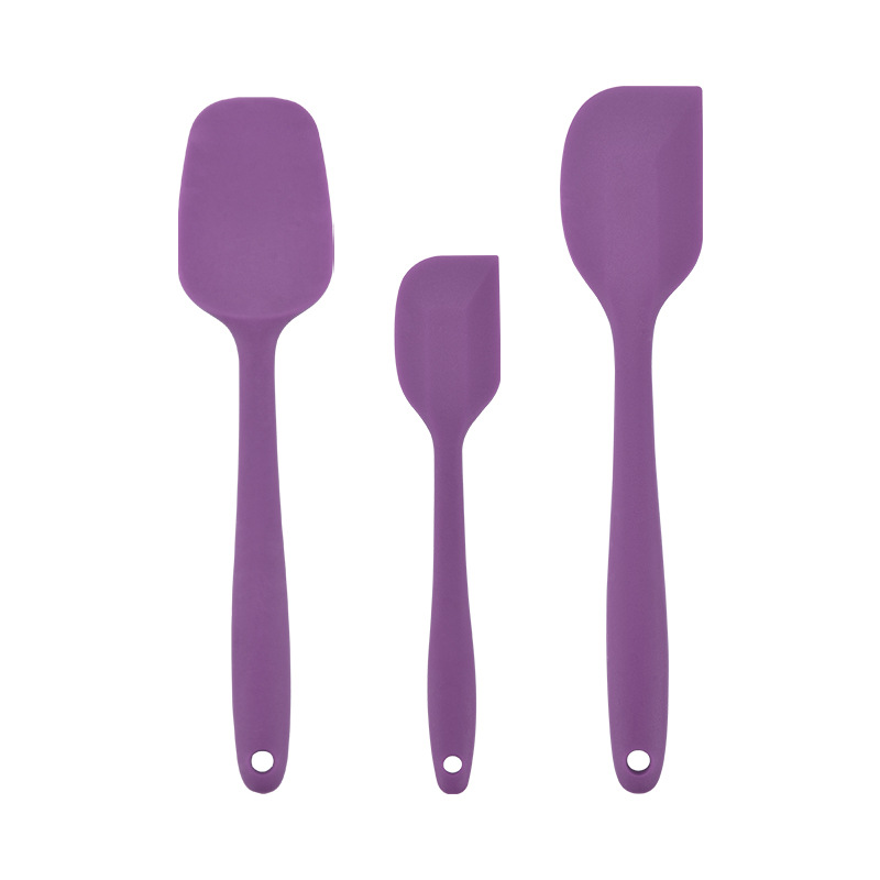 Baking Utensils Food Grade Silicone Scraper Three Piece Baking Set Salad Mixing Large and Small Scraper: purple
