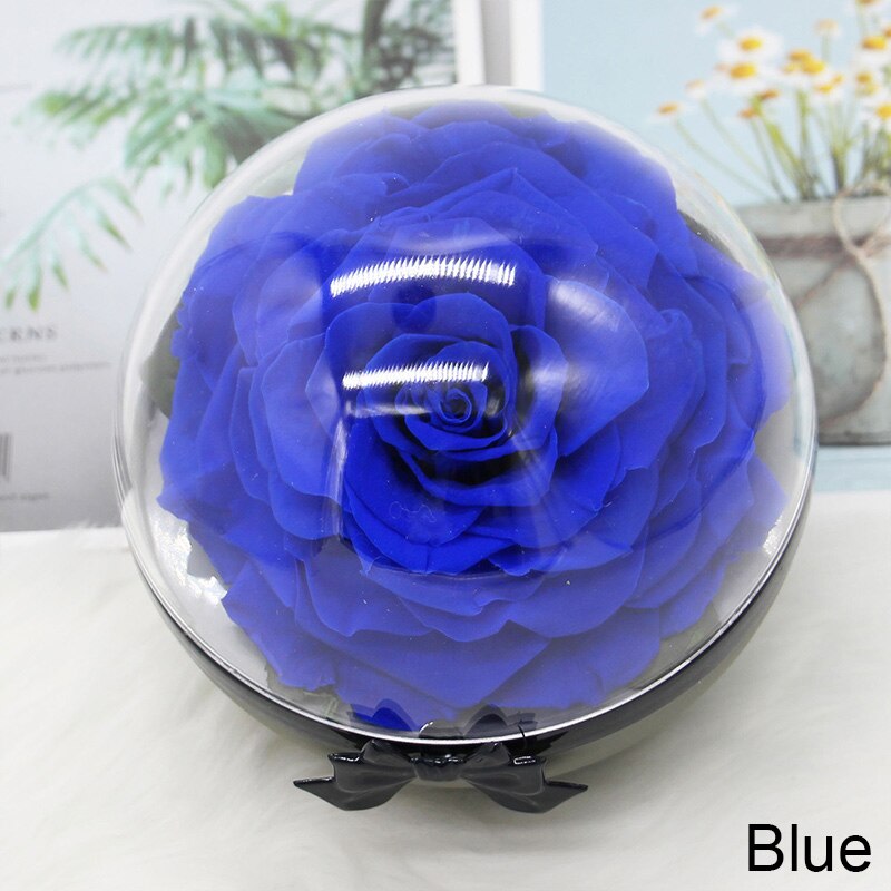 Bola de cristal, flor Artificial, de boda, simulación, vida duradera, rosas, bola, en forma de corazón, multicolor opcional: Blue