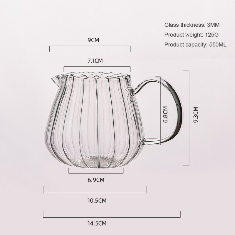 Jarra de leche de cristal a rayas japonesa, taza resistente al calor, separador de café, té de la leche, jarra transparente con mango: A3