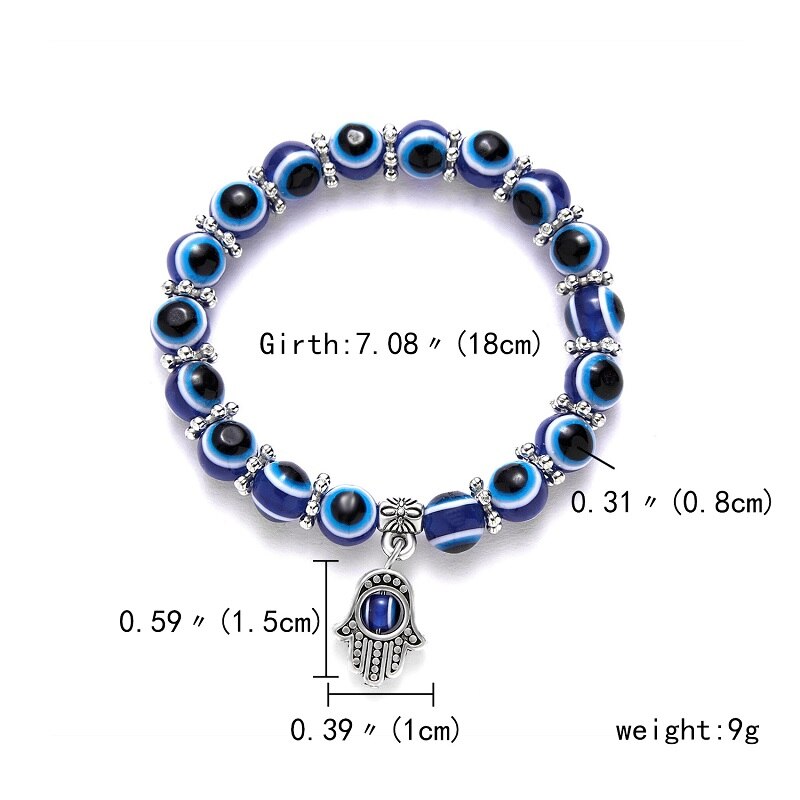 Rinhoo Turkse Ogen Armbanden Voor Vrouwen Blue Kralen Evil Eye Bead Palm Bedelarmband Elastische Paar Lucky Sieraden Party Pulseira: Default Title