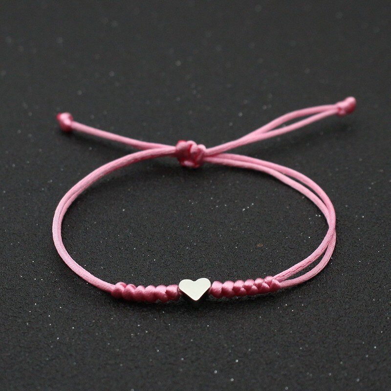 Pulseras trenzadas manuales con nudo de King Kong para hombre y mujer, pulsera de Metal con corazón de amor, pulsera de la amistad de la suerte, joyería ajustable