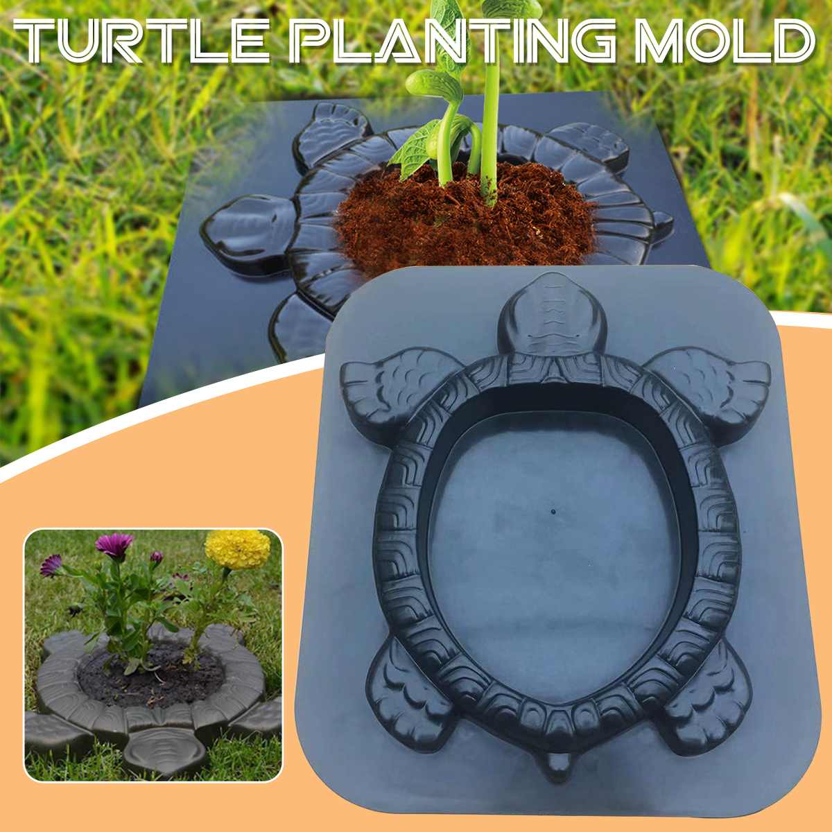 Schildkröte bilden beton formen garten pflanzen blumen DIY zement Beton Schildkröte Dekorative Pflanzen bilden pfad gehwege stein