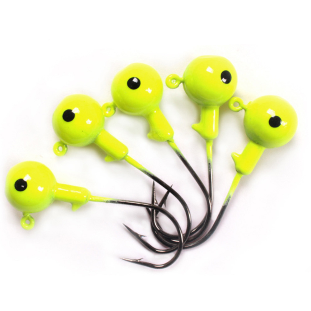 5 stuks lood kleurrijke ronde jigkop kunstaas vishaak visgerei vishaken voor zee rivier meer vishaak