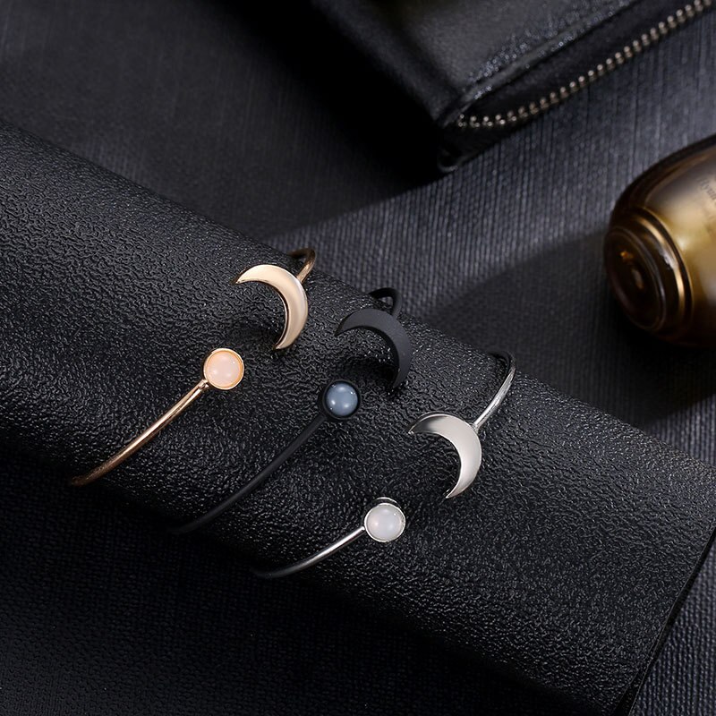 Kvinder armbånd armbånd damer måne armringe smykker par håndlavede trendy sølvfarve legering pulseraser