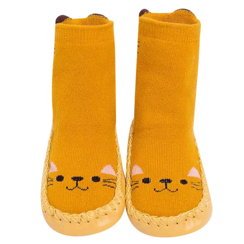 Kids Peuter Baby Meisjes Jongens Sokken Leuke Cartoon Dier Dikke Warm Anti-Slip Sokken Slippers Calcetines Antideslizante Niño: Yellow  / 11