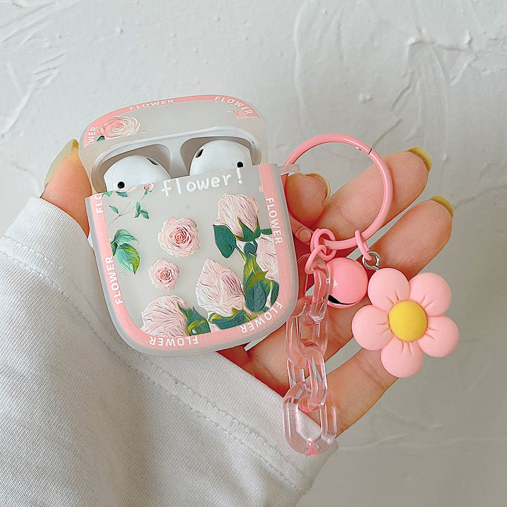 Rose Fleur Étui En Silicone Pour Airpods Pro 2 1 Sans Fil Bluetooth Pour Apple cosses D'air 3 Écouteur Couverture Soleil Fleur Porte-clés Fundas