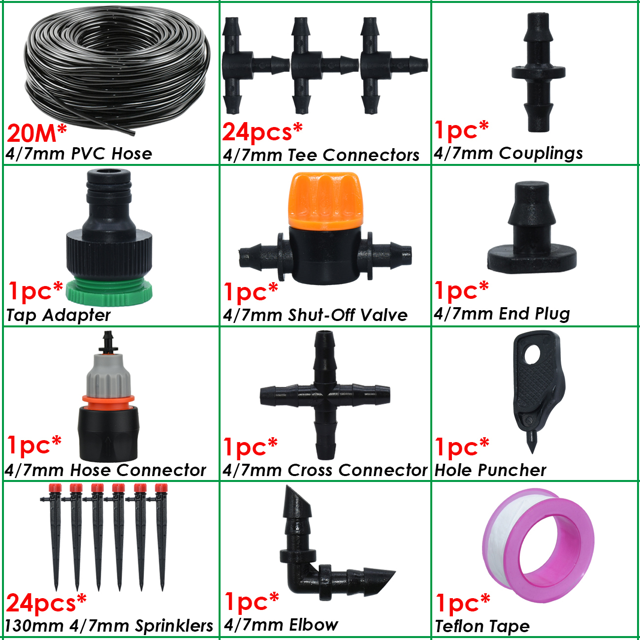 KESLA 1/4'' Hose Garden Micro Drip Irrigation Automatic Watering System Kit 13CM Sprinkler for Pot Flowers Vegetables Greenhouse: Burgundy