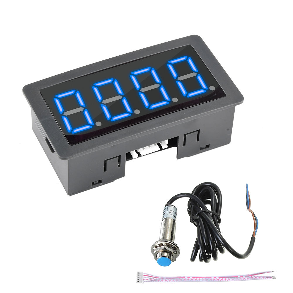 DC8-24V Digitaler Drehzahlmesser 0,56'' 4 Bits LED Halle Näherungsschalter Sensor NPN 12V 24V Tachomete setzt Geschwindigkeitsmesser 10-9999RPM: Orange
