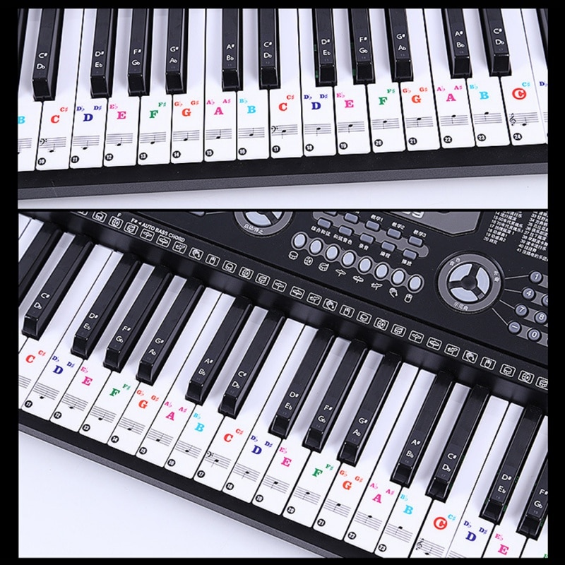 88/61 Schlüssel Farbe Klavier Buchstabe Anmerkungen Aufkleber Klaviatur Hand rollen Klavier Klaviatur transparent Aufkleber Notation transparent FM