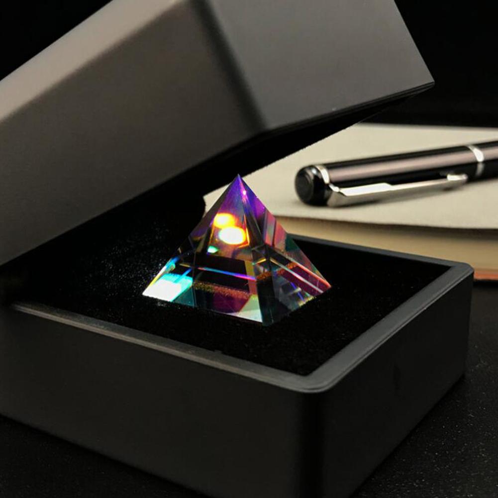 Nueva Pirámide Prisma de cristal prisma lente óptica Prisma de dispersión ornamento Multicolor de escritorio #30