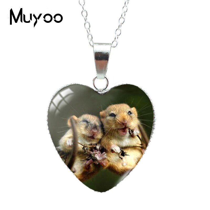 Cute Pets Animal Mouse Funny Hamster in the Bag Heart Pendant Necklace Jewelry for Kids HZ3: 10