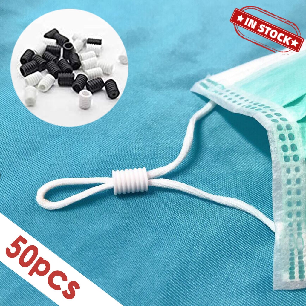50PCS Rope Cord Lock Plastic Stopper Cord End Toggle Clip Buckle Drawstrings Elastic Cord Adjuster Mask Elastic Buckle For Hat