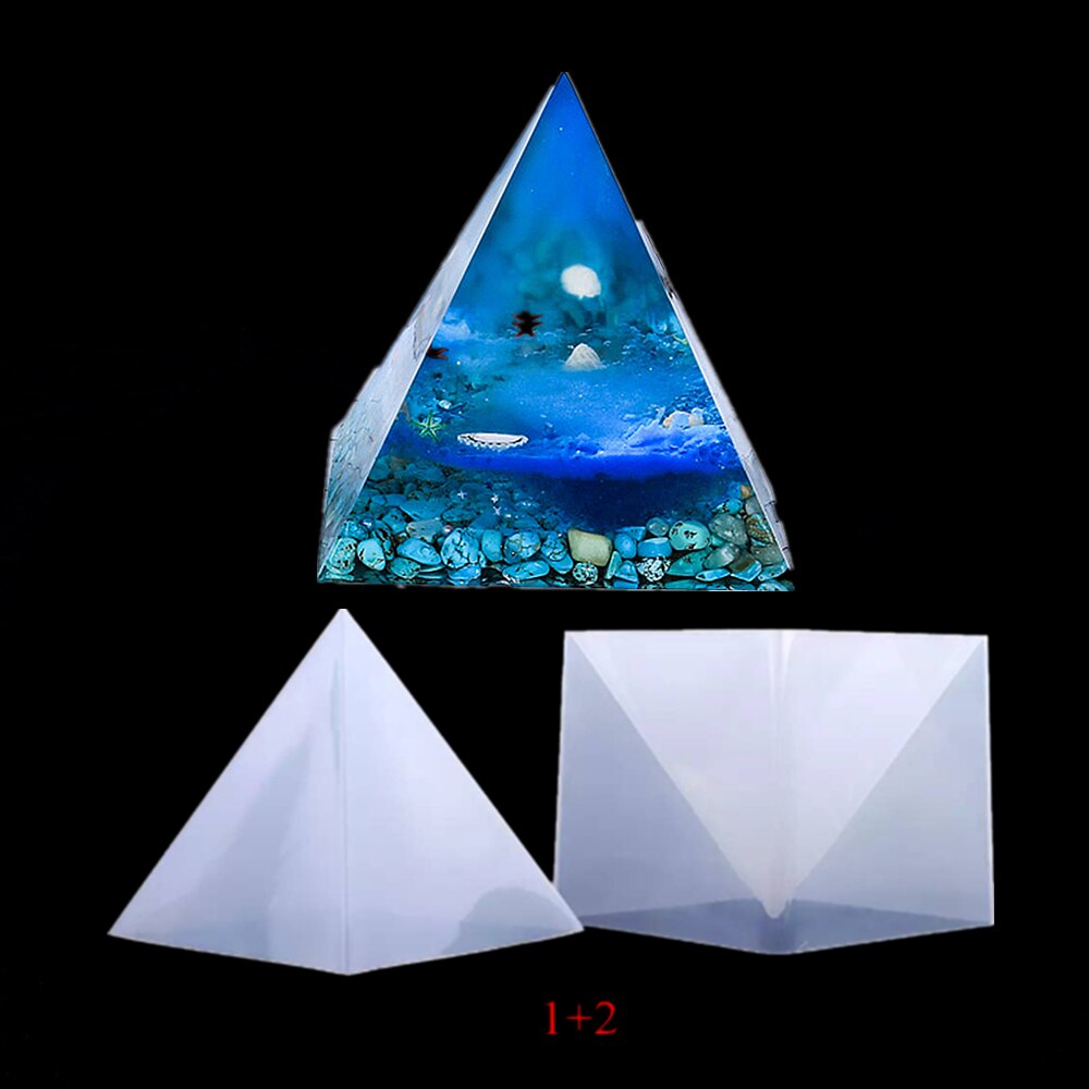 Dia .15cm pyramide store harpiks forme til diy smykker gør harpiks orgone pyramide orgonite smykker silikone forme gør værktøjer