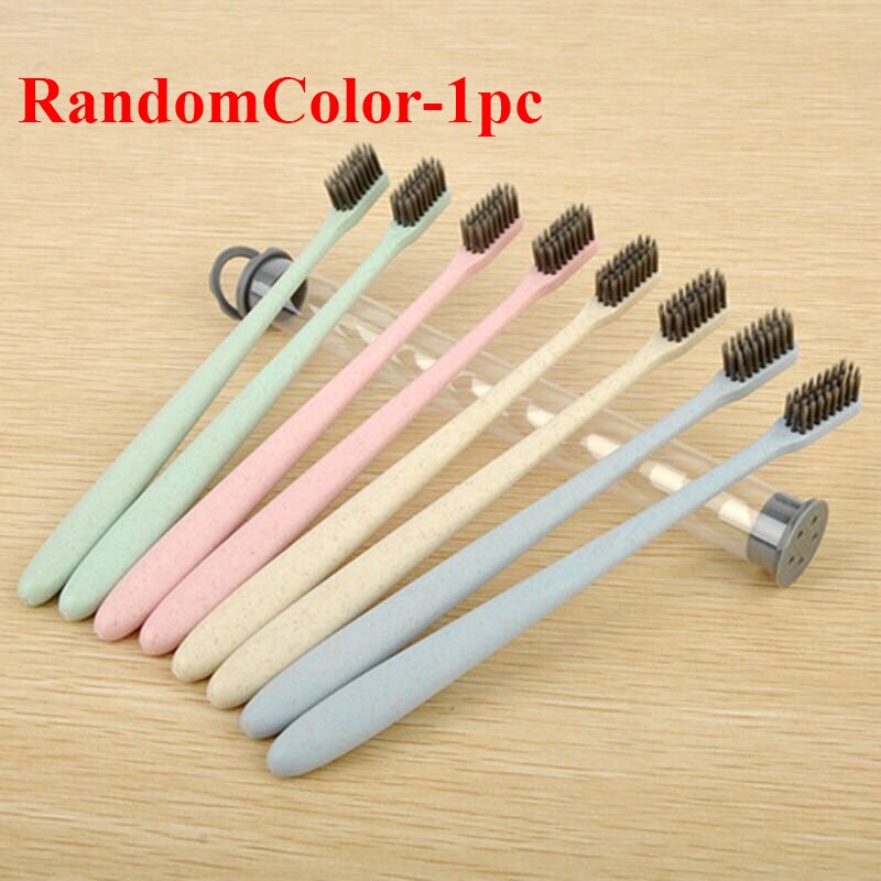 1/10Pcs Kleurrijke Tandenborstel Natuurlijke Bamboe Tandenborstel Set Zachte Haren Houtskool Tanden Eco Bamboe Tandenborstels Tandheelkundige Orale zorg: Randomcolor 1pc