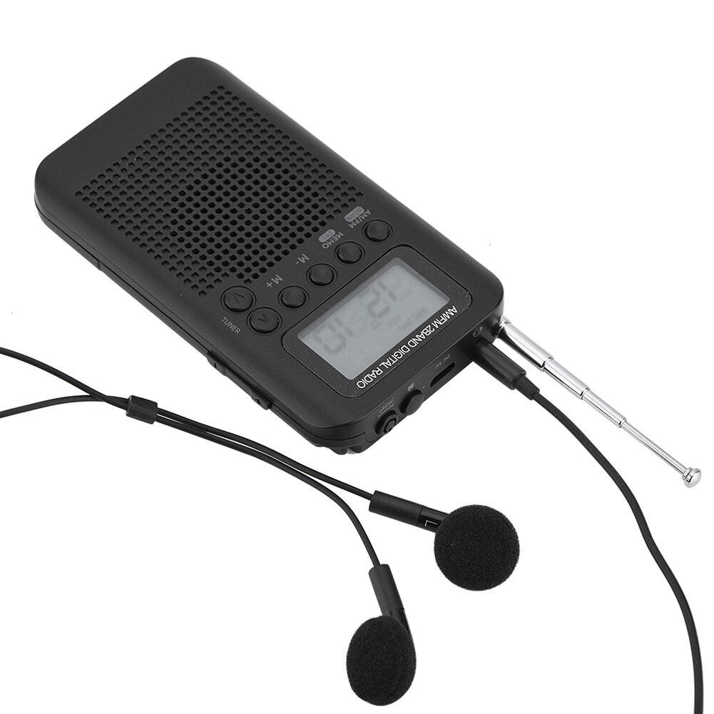 Portable Mini Radio Dual Band AM FM Digital Radio Stereo Radio LCD Display Digital Tuning Pocket Radios with Earphones