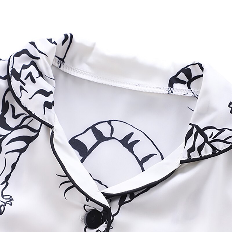 Wiosna jesień ubrania dla dzieci zestaw bielizny nocnej dziecko grafika z tygrysem zestawy piżrano chłopcy dziewczęta z długim rękawem bielizna nocna topy spodnie