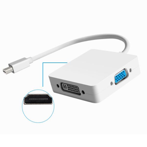 Kabel adapter mini DisplayPort na HDMI 4K VGA DVI 3-w-1 1080P piorun mini DP na VGA HDMI DVI konwerter dla Maców Laptopów PC: Inne / Inne