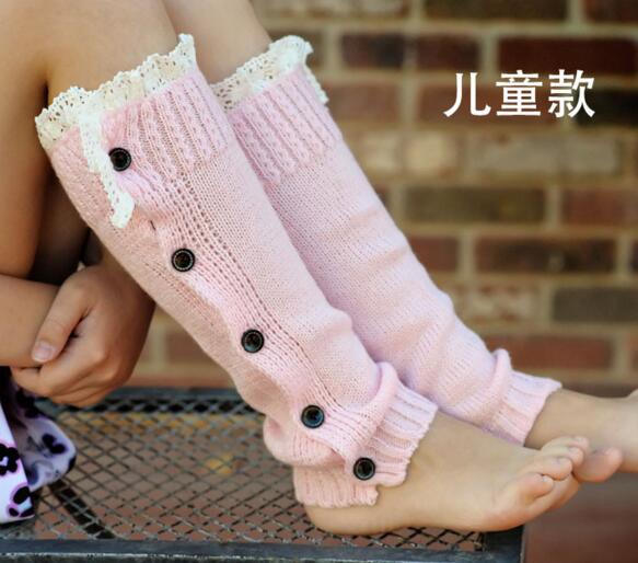 1 Paia Bambine Maglia Scaldamuscoli con Pizzo, ragazze Scaldamuscoli con Bottoni, può indossare venire avvio calzino