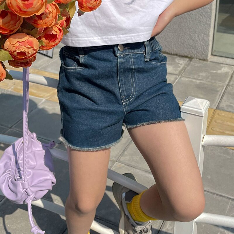 Lente Zomer Meisjes Shorts Baby Denim Shorts Kids Bottoms Kinderen Streetwear Kleding Onregelmatige Taille Ripped Tassel 4-13Y: 12T (140-150cm)
