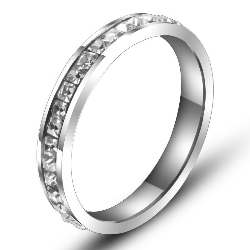 QianBei 4 MM Stijl Wit CZ Cubic Zirkoon Ringen Zilveren Rvs Ring Mannen Vrouwen Valentijn sieraden: 6