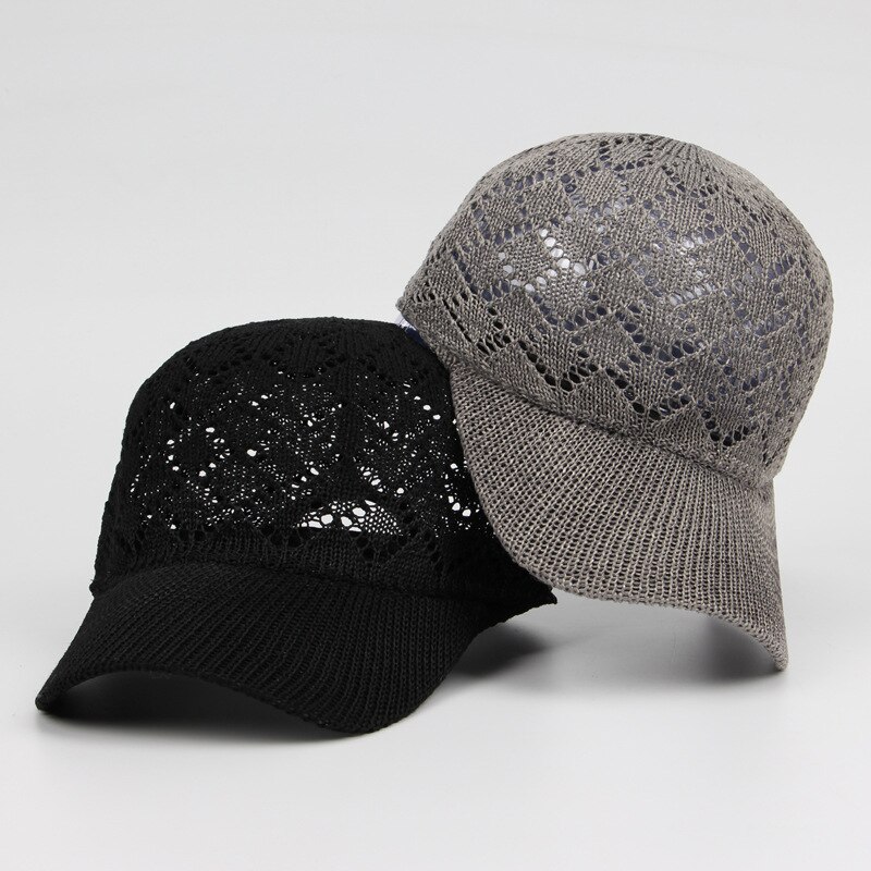 Summer Mesh Knitted Baseball Cap For Women Hollowed Breathable Outdoor Casual Sun Protection Girl Retro Snap Back Hat