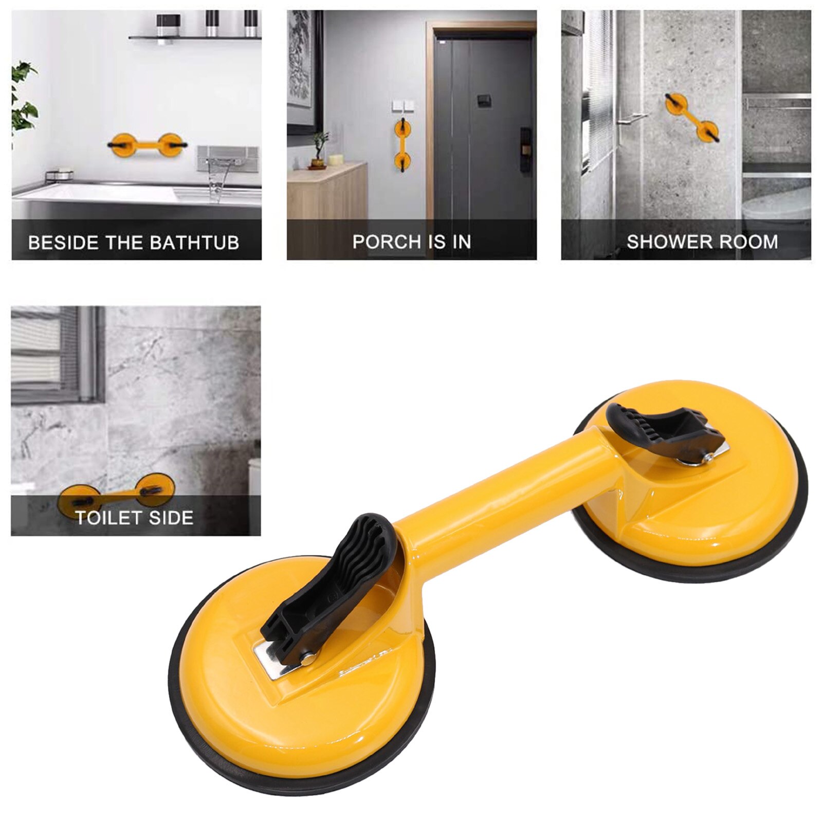 Premium Heavy Duty Ceramic Glass Suction Cup Double Handle Glass Puller/Lifter/Gripper