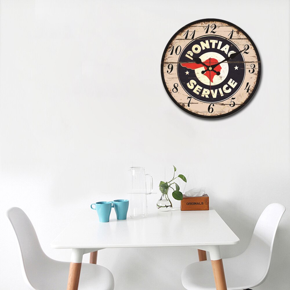 RIHE PONTIAC Service People Wooden Cardboard Wall Clock,Silent & Non-Ticking Feature,Antique Style For Kitchen Office Home