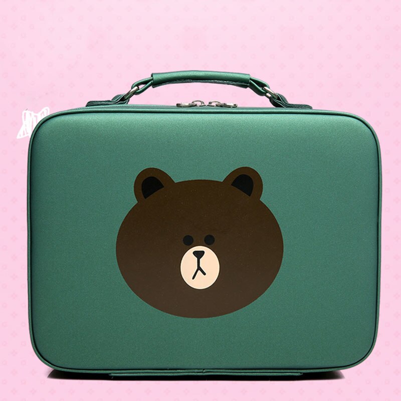 19 Korean version of the bear cosmetic bag portable large-capacity storage bag simple compact cute portable cosmetic case: Green / 25cm12cm20cm