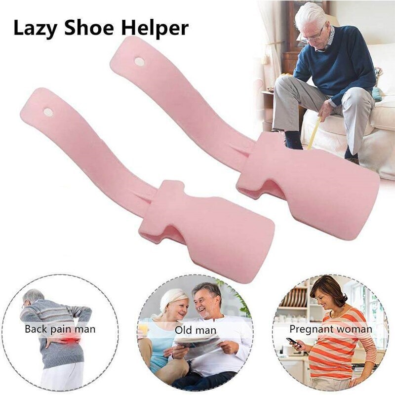 2Pcs Lazy Unisex Slijtage Schoen Hoorn Helper Schoenlepel Op En Schoen Stevige Slip Aid: 2PCS Pink