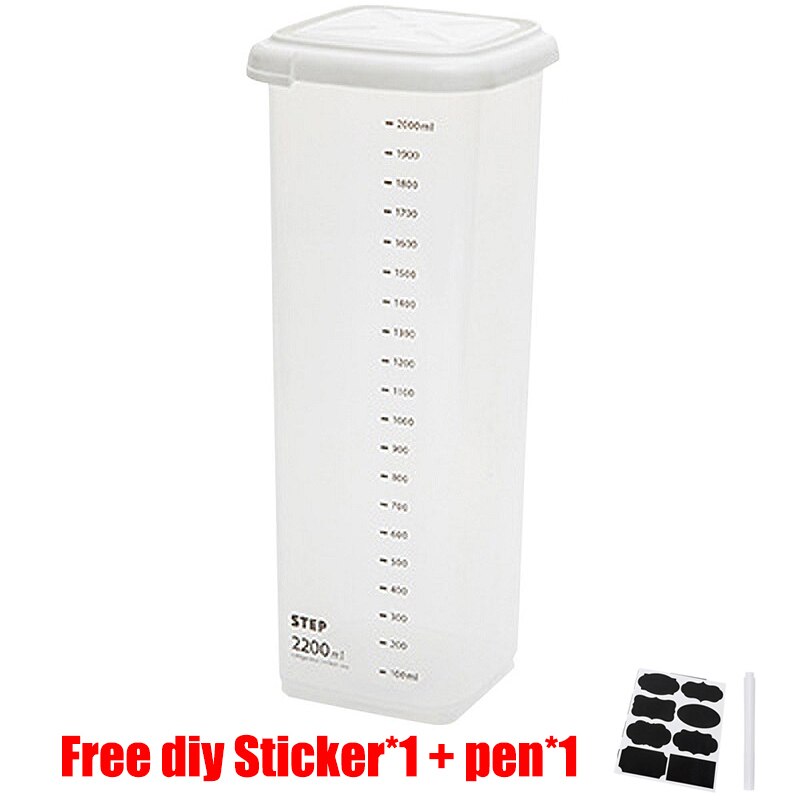 1Pc 2200Ml Verschillende Capaciteit Plastic Verzegelde Blikken Keuken Opbergdoos Transparant Voedsel Bus Houden Verse Clear Container