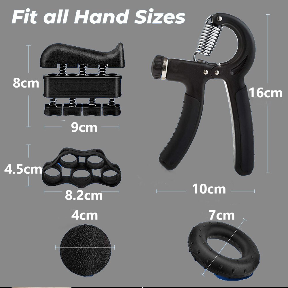 5 Pack Hand Grip Strength Trainer Kit Strengthener Exerciser Trainer Finger Forearm Strength Muscle Recovery Heavy Hand Gripper