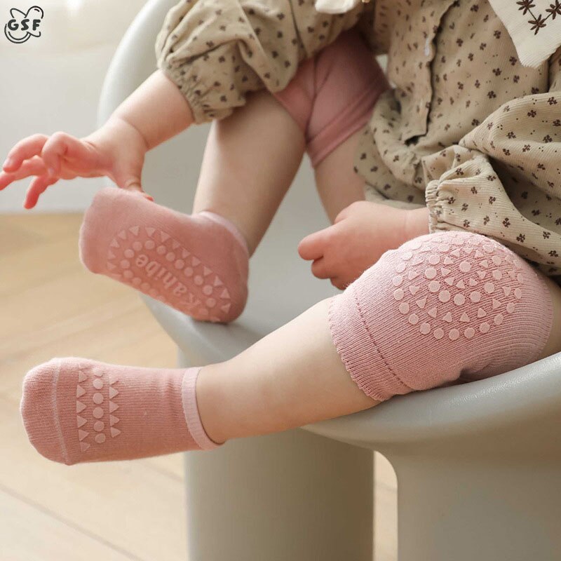 Baby Kniebeschermers Sokken Set Anti Slip Sokken Knieschijf Kid Kruipen Veiligheid Vloer Sokken Knie Protector Voor Meisjes Jongens Accessoires