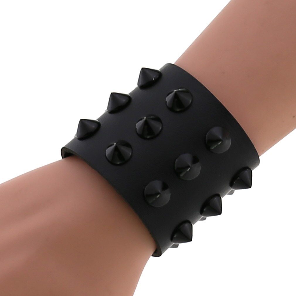Bracelet gothique Punk Steam pour hommes, noir, blanc, rouge, en cuir pour femmes et hommes, bouton pression, bijoux