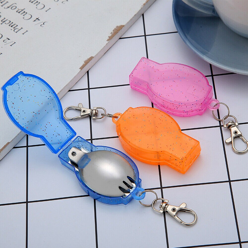 3 kleuren opvouwbare vorken outdoor camping servies keuken reizen wandelen roestvrij staal zak draagbare schep soep koffielepel