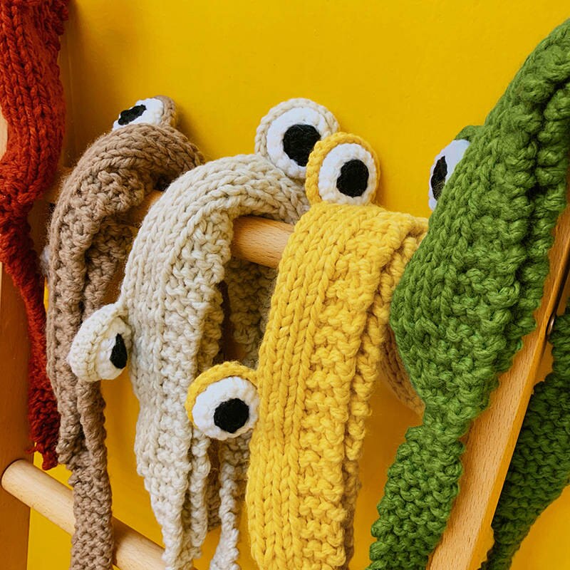 Gorro de punto de rana para mujer, gorros gruesos de , cálidos y dulces, coreanos, para chica estudiante, otoño e invierno, 2022