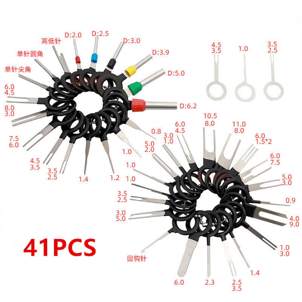 38/41/59pcs Hand Tools Car Puller Tooling Pin Extractor Automotive Terminals Remover Kit Plug Electrician Wire Pinout Connectors