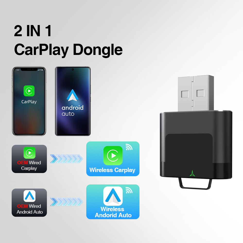 Trådbunden till trådlös carplay android auto 2 i 1 miniadapter 5 ghz wifi 5 lämplig för 98%  av original trådbundna carplay/autobilar: Default Title