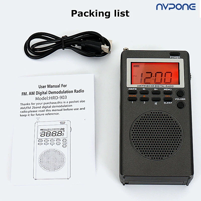 Mini Pocket FM AM Radio 9K/10K Radios Receiver Built-in Speaker Backlight HD Display Screen Alarm Clock Sleep Timer Elder: Default Title