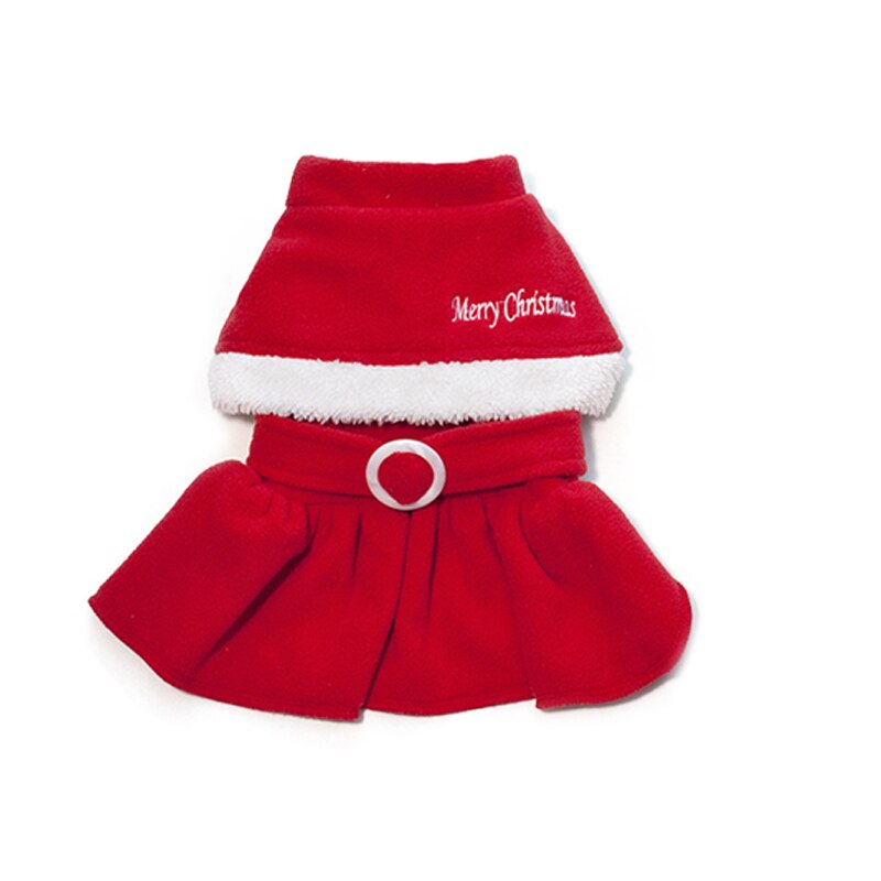 Santa Claus Dog Costume Winter Warm Fleece Small Medium Dog Coat Jackets Chihuahua French Bulldog Christmas Pet Dogs Clothes: Dress / M