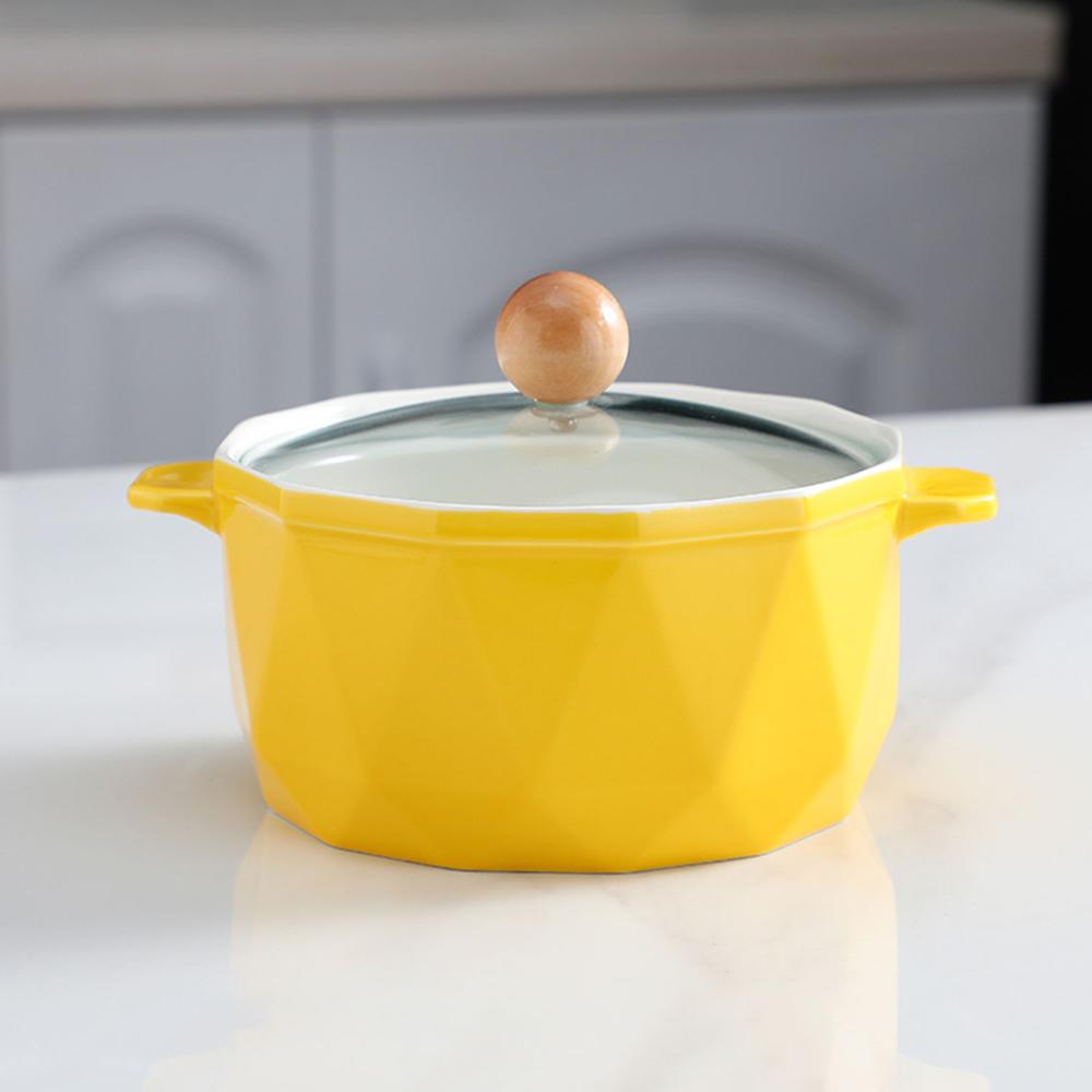 Keramisk bolle med stor kapasitet, keramisk stekepanne/skål, pastabolle, stor suppeskål, husholdnings keramikkskål, bærbar bolle